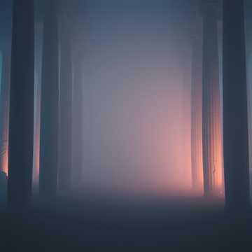 Walking through an ancient, forgotten ruin covered in mist