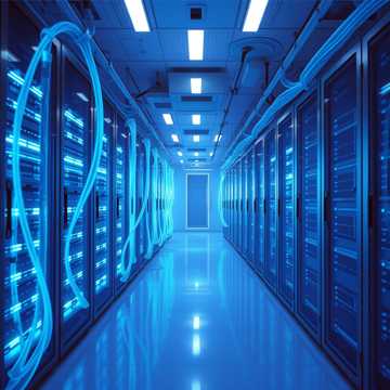 The hum of technology in a quiet, futuristic server room