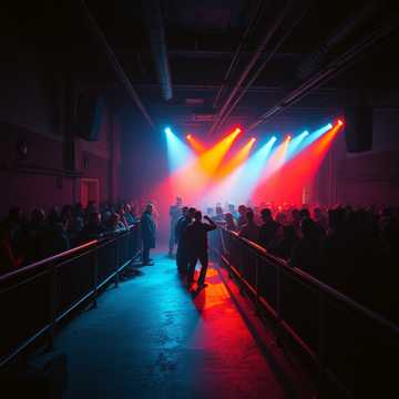 The intense mosh pit frenzy during a loud, heavy breakdown