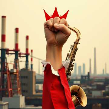 Raising a defiant fist against an unjust system or authority