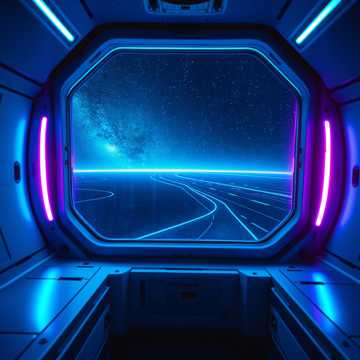 Eine Reise durch Zeit und Raum in einem futuristischen Raumschiff